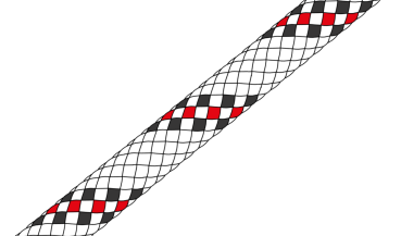 LIROS HANDY ELASTIC White-Black-Red 16mm (1 meter)